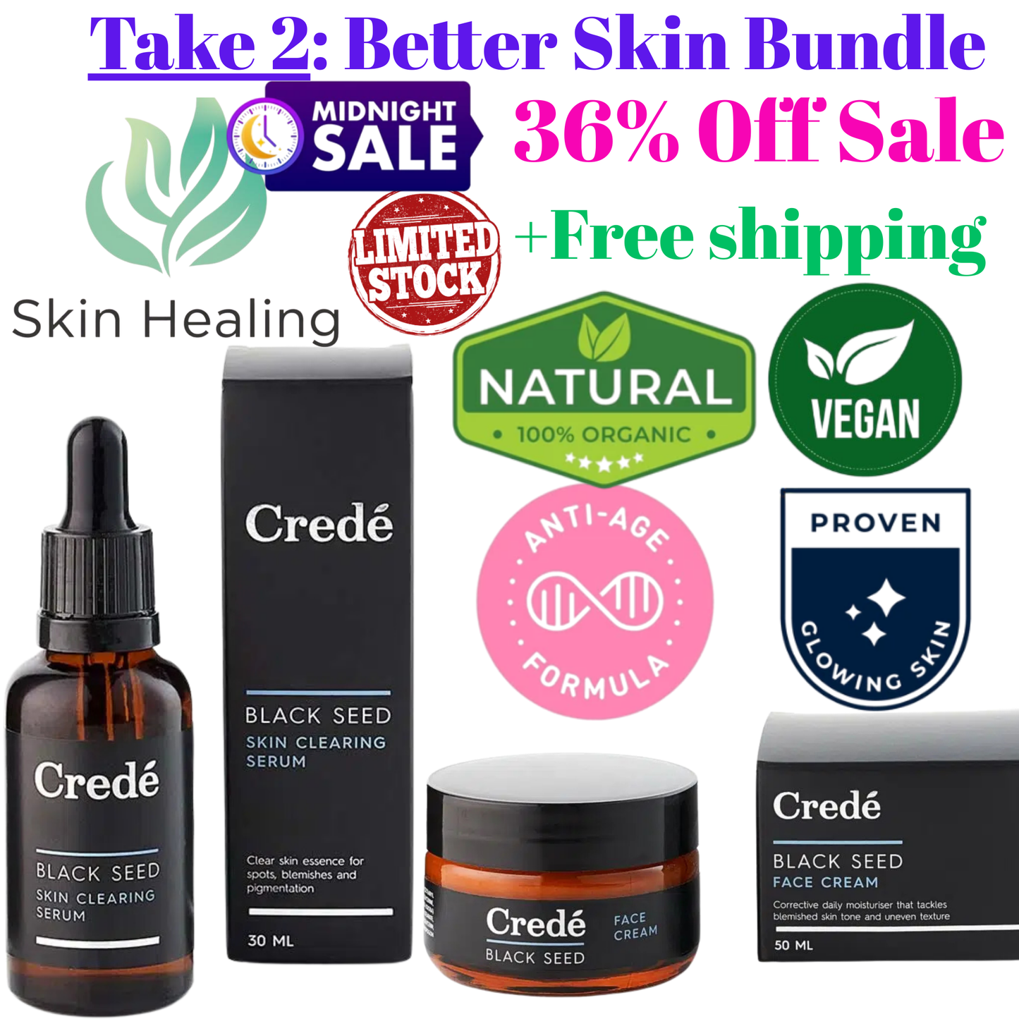 Get 2 Better skin Bundle:FaceLift Cream & Skin Clearing Serum (Save R499)+ FREE SHIPPING